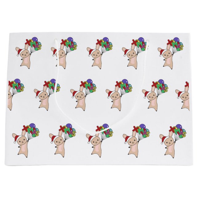 Bunny Merry Christmas Winter Animals Rabbit Large Gift Bag (Front)