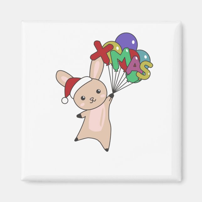 Bunny Merry Christmas Winter Animals Rabbit Magnet (Front)