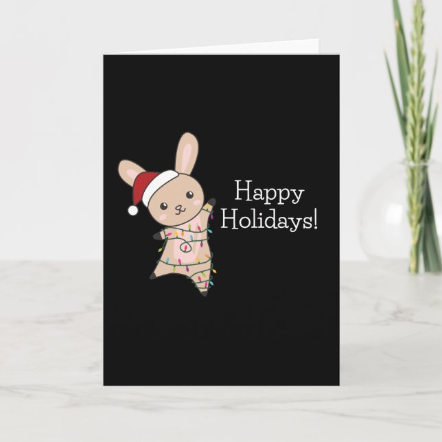 Bunny Merry Christmas Winter Animals Rabbits Card (Front)