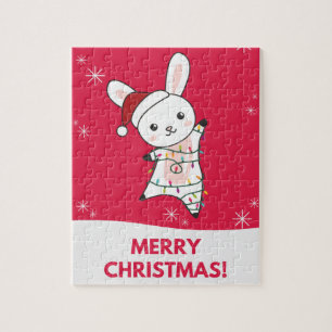 Bunny Merry Christmas Winter Animals Rabbits Jigsa Jigsaw Puzzle