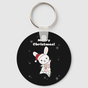 Bunny Merry Christmas Winter Animals Rabbits Key Ring