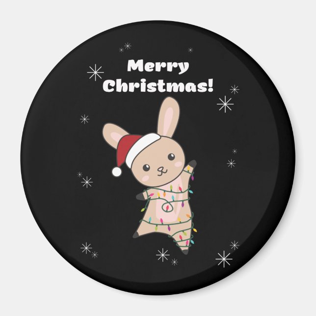 Bunny Merry Christmas Winter Animals Rabbits Magne Magnet (Front)