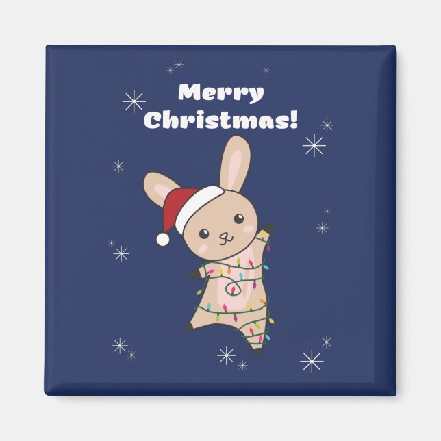 Bunny Merry Christmas Winter Animals Rabbits Magne Magnet (Front)