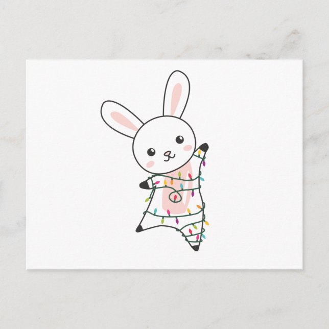Bunny Merry Christmas Winter Animals Rabbits Postcard (Front)