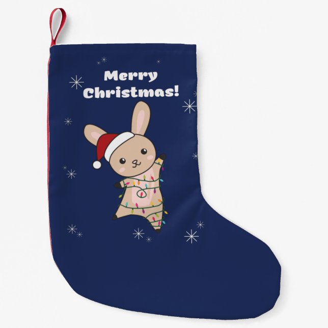 Bunny Merry Christmas Winter Animals Rabbits Small Stocking (Front)