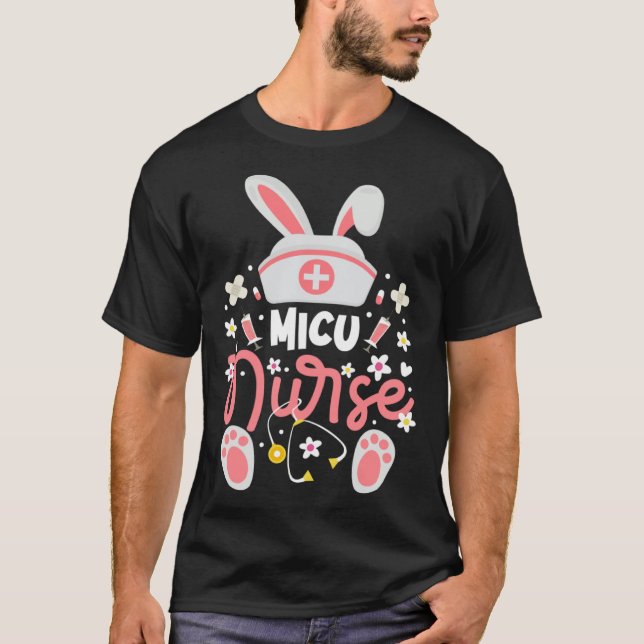 Bunny MICU Nurse Cute Bunny Ears Medical Intensive T-Shirt (Front)