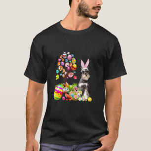 Bunny Miniature Schnauzer Dog Happy Easter Eggs Tr T-Shirt