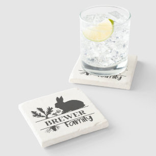 Bunny Monogram Stone Coaster