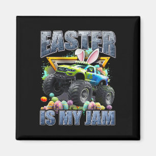 Bunny Monster Truck Easter Is My Jam Day Boys Kids Magnet