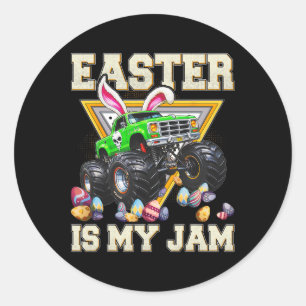 Bunny Monster Truck Easter Is My Jam Day Boys Todd Classic Round Sticker