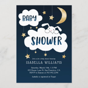 Bunny Moon Stars Baby Shower Invitation