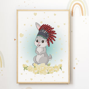 Bunny Native American Nursery Print Kids Room