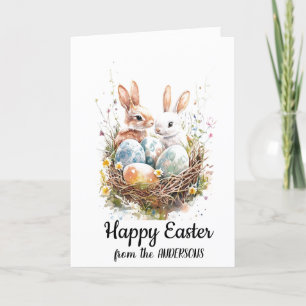 Bunny nest and eggs holiday card