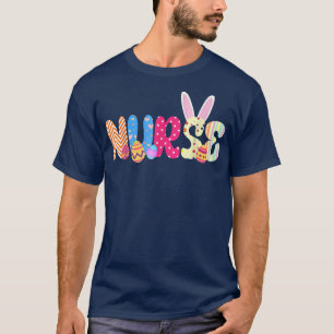 Bunny Nurse Funny Egg Easter Day Floral Women Gift T-Shirt