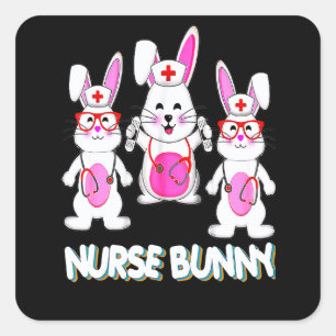 Bunny Nurse Squad Stethoscope Matching Family Grou Square Sticker