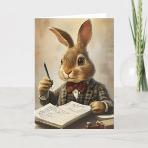 Bunny Office Suit Funny Holiday Card