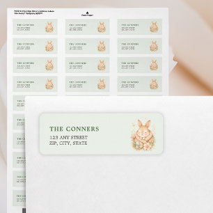 Bunny On Its Way Spring Baby Shower Return Address Label