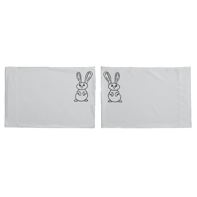 Bunny outlined light grey Pillow case set (Back-Set)