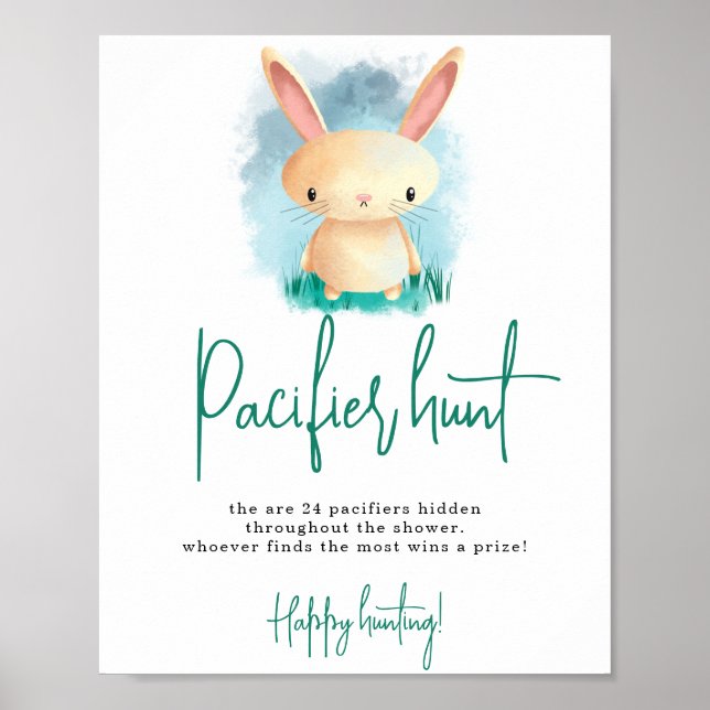 Bunny Pacifier hunt game baby shower Poster (Front)