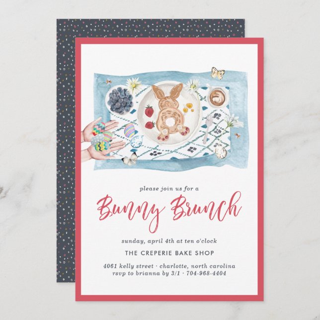 Bunny Pancakes | Easter Bunny Brunch Invitation (Front/Back)