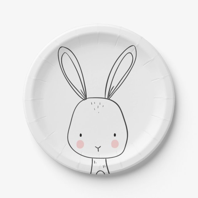 Bunny Paper Plates Baby shower Woodland animals (Front)