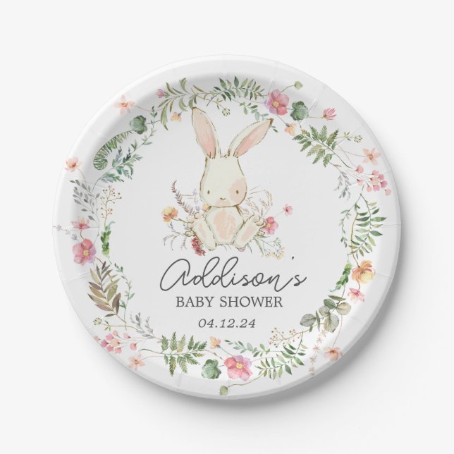 Bunny paper plates, easter plates,  plate (Front)