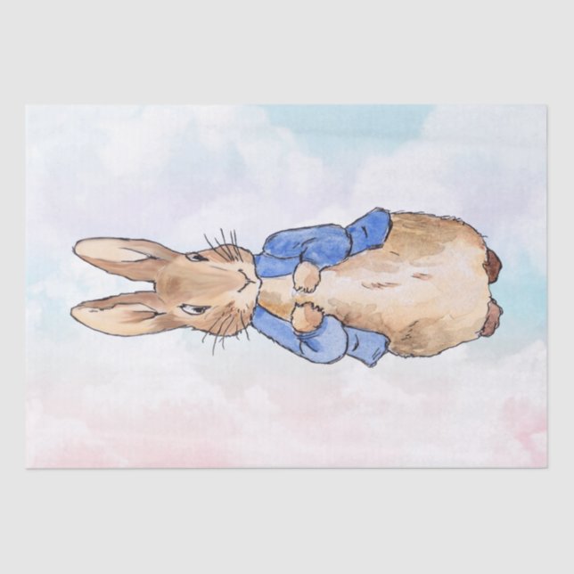 Bunny pastel blue and pink clouds tissue paper (Front)