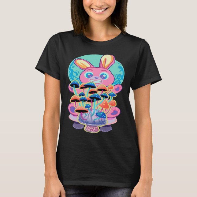 Bunny Pastel Goth And Mushrooms T-Shirt (Front)