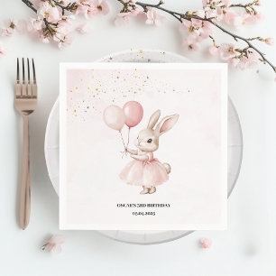 Bunny Pastel Pink Birthday Cute Party Tablewar Napkin