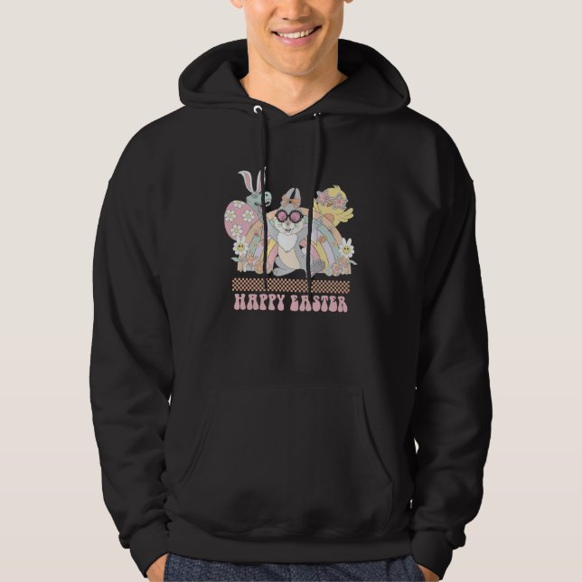 Bunny Pastel Spring Hunt Eggs Rabbit Happy Easter  Hoodie (Front)
