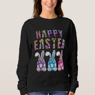 Bunny Pastel Spring Hunt Eggs Rabbit Happy Easter  Sweatshirt