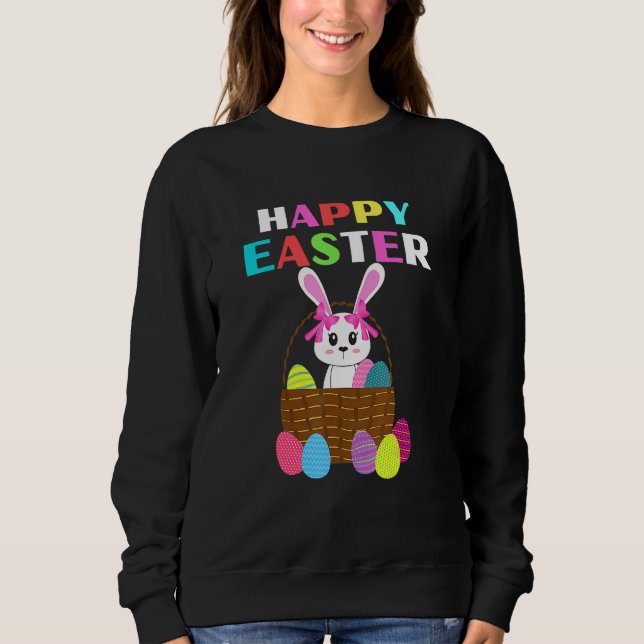 Bunny Pastel Spring Hunt Eggs Rabbit Happy Easter  Sweatshirt (Front)