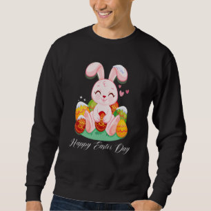 Bunny Pastel Spring Hunt Eggs Rabbit Happy Easter  Sweatshirt