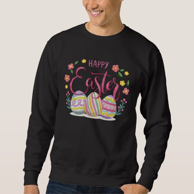 Bunny Pastel Spring Hunt Eggs Rabbit Happy Easter  Sweatshirt (Front)