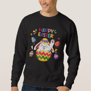 Bunny Pastel Spring Hunt Eggs Rabbit Happy Easter  Sweatshirt