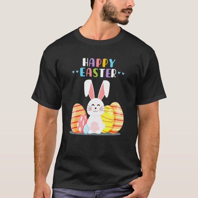 Bunny Pastel Spring Hunt Eggs Rabbit Happy Easter  T-Shirt (Front)