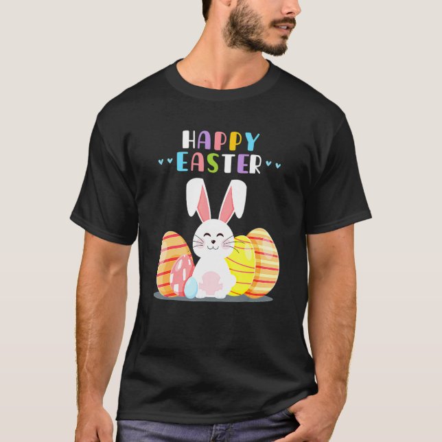 Bunny Pastel Spring Hunt Eggs Rabbit Happy Easter  T-Shirt (Front)