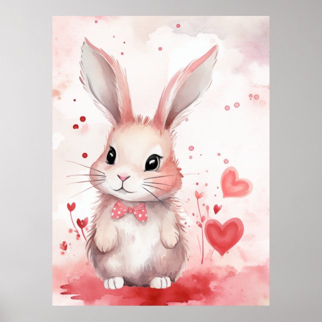 Bunny Pastel with hearts Poster (Front)