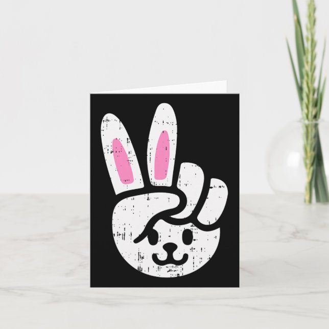 Bunny Peace Sign Easter Fun Rabbit Spring Men Wome Card (Front)