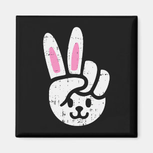 Bunny Peace Sign Easter Fun Rabbit Spring Men Wome Magnet