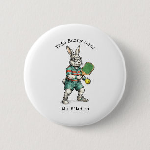 Bunny pickleball player easter this bunny owns the 6 cm round badge