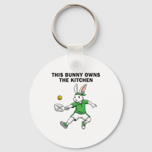 Bunny pickleball player easter this bunny owns the key ring