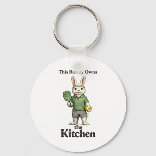 Bunny pickleball player easter this bunny owns the key ring