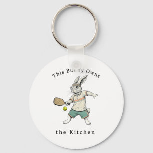 Bunny pickleball player easter this funny owns the key ring