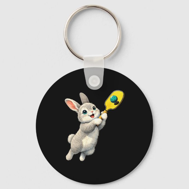 Bunny pickleball rabbit easter day for pickleball key ring (Front)