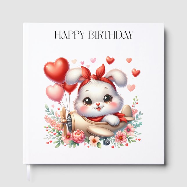Bunny Pilot Birthday Guest Book (Front)