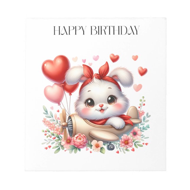 Bunny Pilot Birthday Notepad (Front)