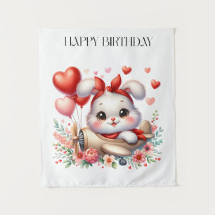 Bunny Pilot Birthday Tapestry