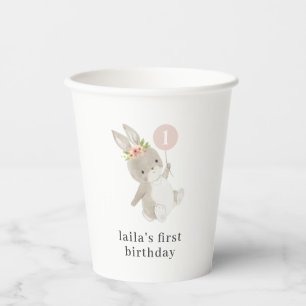 Bunny Pink Balloon Paper Cups