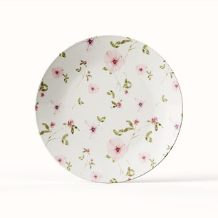 Bunny Pink Floral Baby Shower Paper Plate 